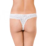 Generic Women's Nylon Spandex Low Waist Mid Sheer Cheeke Thong Panty In White Lace (White) - Image 3
