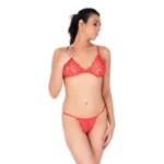 Generic Women's Lace Special Moment Tanga Lingerie Bra Panty Set (Red) - Image 2