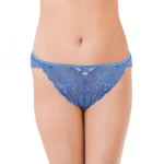 Generic Women's Nylon Spandex Low Waist Side Edge Lace Bikini Panty (Blue)