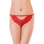 Generic Women's Lace Low Waist Elegant Lace Back Heart Panty For Special Moment (Red)