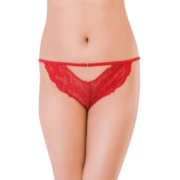 Generic Women's Lace Low Waist Elegant Lace Back Heart Panty For Special Moment (Red)