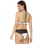 Generic Women's Cotton Lace Halter Neck Lingerie Black Lace And White Color (White And Black) - Image 2