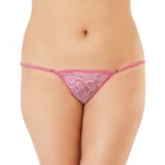Generic Women's Nylon Spandex Low Waist Lace Peekaboo G String (Pink)