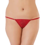 Generic Women's Nylon Spandex Low Waist Lace Peekaboo G String (Red)