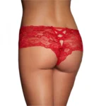 Generic Women's Lace Mid Waist Hipster Lace Panty In Criss Cross Pattern (Red) - Image 3