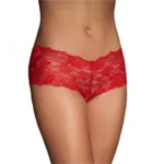 Generic Women's Lace Mid Waist Hipster Lace Panty In Criss Cross Pattern (Red)