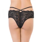 Generic Women's Nylon Lace High Waist Bikini Panty With Stringy Waist (Black) - Image 3