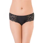 Generic Women's Nylon Low Waist Side Lace Bikini Panty (Black)