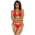Generic Women's Nylon Spandex Red Bikini Set Foxy Bra And Panty (Red) - Image 5