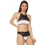 Generic Women's Cotton Lace Halter Neck Lingerie Black Lace And White Color (White And Black) - Image 4