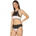 Generic Women's Cotton Lace Halter Neck Lingerie Black Lace And White Color (White And Black) - Image 6