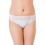 Generic Women's Nylon Spandex Low Waist Mid Sheer Cheeke Thong Panty In White Lace (White)