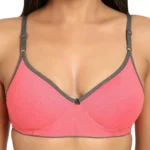 Generic Women's Cotton Blend Lightly Padded Bra With Three Fourth Coverage (Pink) - Image 4