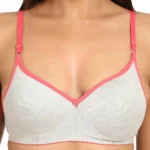 Generic Women's Cotton Blend Lightly Padded Bra With Three Fourth Coverage (Light Grey) - Image 3