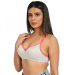 Generic Women's Cotton Blend Lightly Padded Bra With Three Fourth Coverage (Light Grey) - Image 4