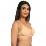 Generic Women's Cotton Blend Lightly Padded T Shirt Bra With Lace (Sandalwood) - Image 3