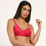 Generic Women's Cotton Blend Everyday T Shirt Lightly Padded Three Fourth Coverage Bra (Pink) - Image 5