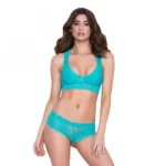 Generic Women's Nylon Racerback Bridal Turquoise Lingerie Set (Turquoise)