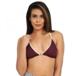 Generic Women's Cotton Blend Front Open Plunge Neck (Dark Wine)
