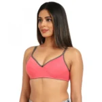 Generic Women's Cotton Blend Lightly Padded Bra With Three Fourth Coverage (Pink) - Image 2