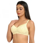 Generic Women's Cotton Blend Lightly Padded Soft Printeded T Shirt Bra (Yellow) - Image 3