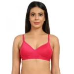Generic Women's Cotton Blend Everyday T Shirt Lightly Padded Three Fourth Coverage Bra (Pink)