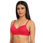 Generic Women's Cotton Blend Everyday T Shirt Lightly Padded Three Fourth Coverage Bra (Pink) - Image 3