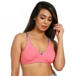 Generic Women's Cotton Blend Non Padded T Shirt Bra (Pink) - Image 3