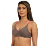 Generic Women's Cotton Blend Non Padded T Shirt Bra (Brown) - Image 2