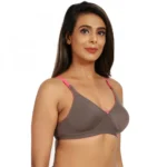 Generic Women's Cotton Blend Non Padded T Shirt Bra (Brown) - Image 3