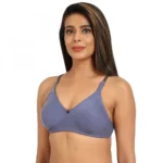 Generic Women's Cotton Blend Non Padded T Shirt Bra (Blue) - Image 3