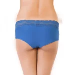 Generic Women's Nylon Mid Rise Hipster Boyshort Panty With Lace (Blue) - Image 3