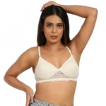 Generic Women's Cotton Blend Lightly Padded T Shirt Bra With Lace (Grey) - Image 7