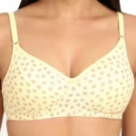Generic Women's Cotton Blend Lightly Padded Soft Printeded T Shirt Bra (Yellow) - Image 5