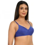 Generic Women's Cotton Blend T Shirt Lightly Padded Bra (Blue) - Image 2