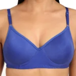 Generic Women's Cotton Blend T Shirt Lightly Padded Bra (Blue) - Image 3