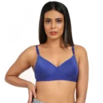 Generic Women's Cotton Blend T Shirt Lightly Padded Bra (Blue) - Image 7