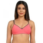 Generic Women's Cotton Blend Lightly Padded Bra With Three Fourth Coverage (Pink)