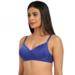 Generic Women's Cotton Blend T Shirt Lightly Padded Bra (Blue) - Image 4