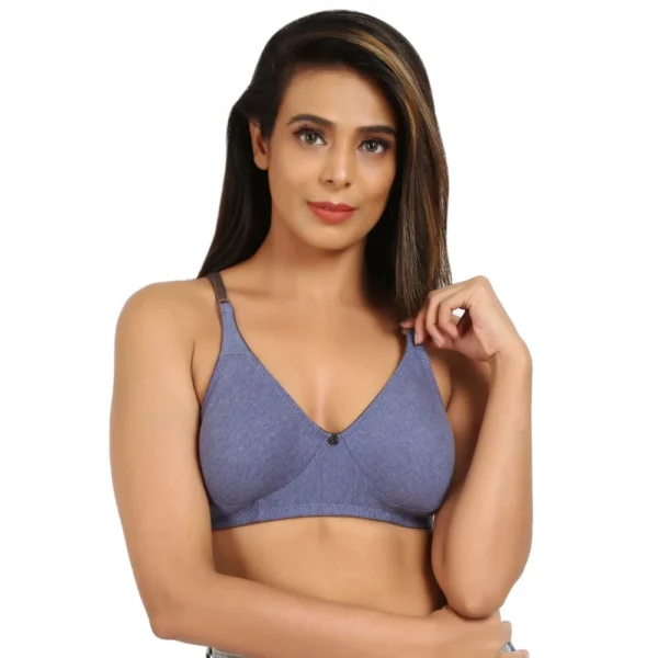 Generic Women's Cotton Blend Non Padded T Shirt Bra (Blue)