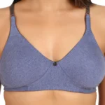 Generic Women's Cotton Blend Non Padded T Shirt Bra (Blue) - Image 6