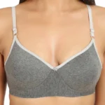 Generic Women's Cotton Blend T Shirt Lightly Padded Three Fourth Coverage Bra (Grey) - Image 2