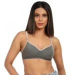 Generic Women's Cotton Blend T Shirt Lightly Padded Three Fourth Coverage Bra (Grey) - Image 6