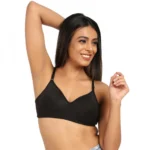 Generic Women's Cotton Blend Everyday T Shirt Lightly Padded Three Fourth Coverage Bra (Black) - Image 4