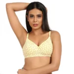 Generic Women's Cotton Blend Lightly Padded Soft Printeded T Shirt Bra (Yellow) - Image 2