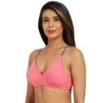 Generic Women's Cotton Blend Non Padded T Shirt Bra (Pink) - Image 4
