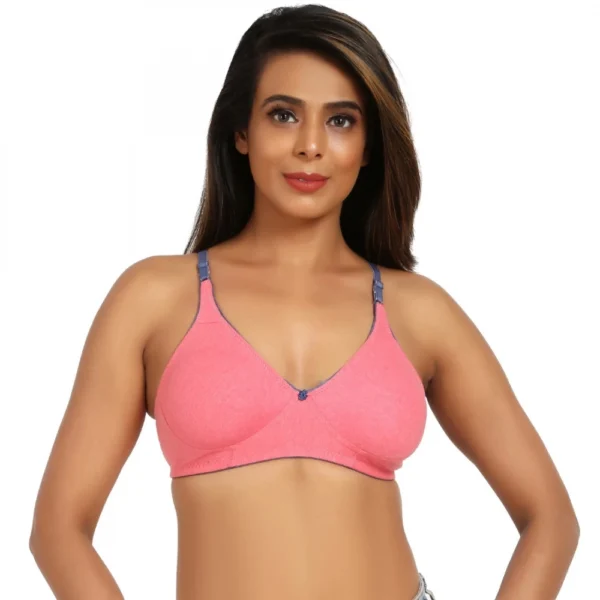 Generic Women's Cotton Blend Non Padded T Shirt Bra (Pink)