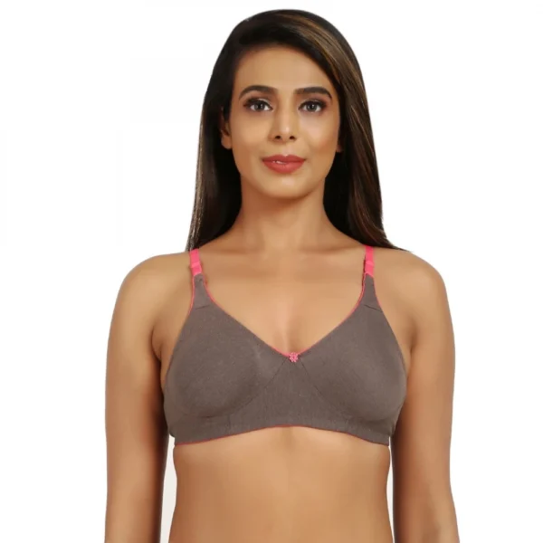 Generic Women's Cotton Blend Non Padded T Shirt Bra (Brown)