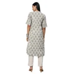 Generic Women's Khadi Printed Regular Kurti (Off White, Cream, Khadi) - Image 3