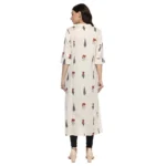 Generic Women's Khadi Printed A Line Kurti (Off White, Khadi) - Image 2